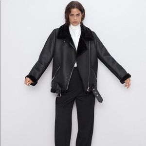 Zara double faced biker jacket xs